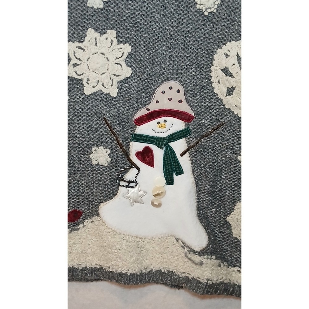 Womens Snowman Christmas Sweater Large Snowflake Holiday Cottagecore Winter - Picture 3 of 9